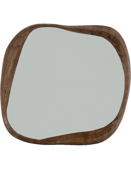 Miroir mural organique bois de manguier brun 41,3x5x43 cm Shizu