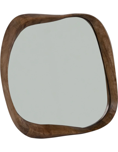 Miroir mural organique bois de manguier brun 41,3x5x43 cm Shizu