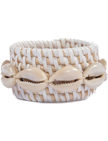 Rond de serviette rotin blanc coquillages Ø7x2 cm The...