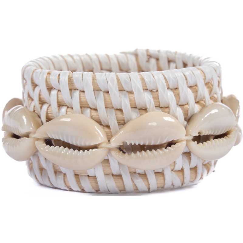 Rond de serviette rotin blanc...