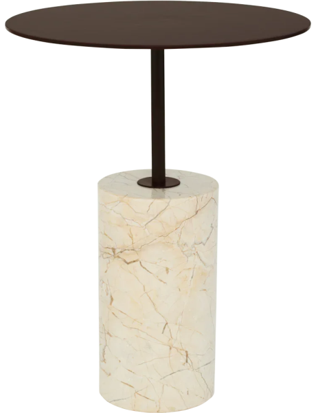 Table d’appoint marbre beige et métal brun Ø36x45 cm Macy