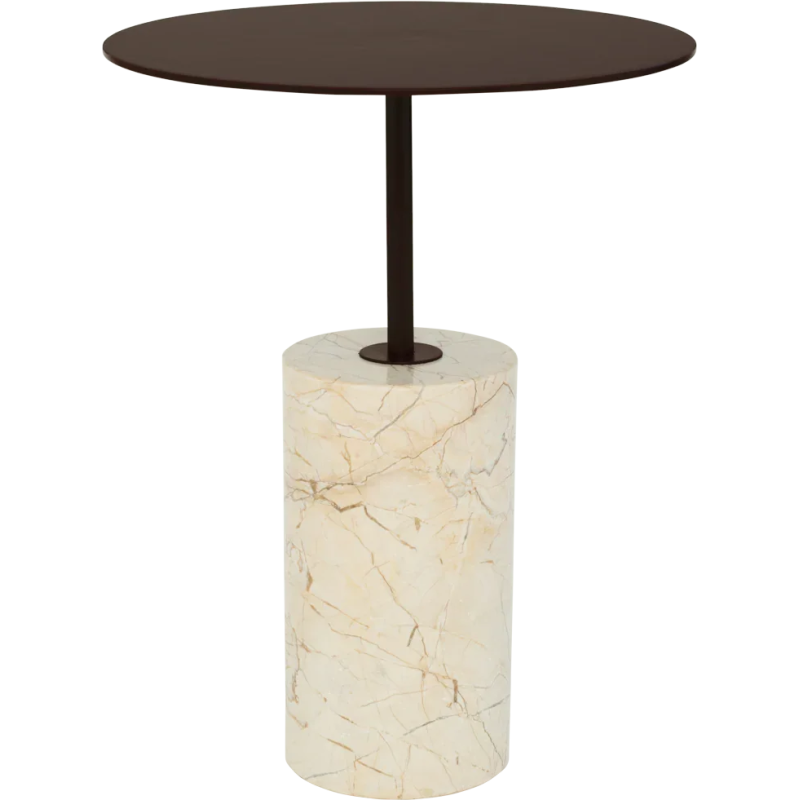 Table d’appoint marbre beige et métal...