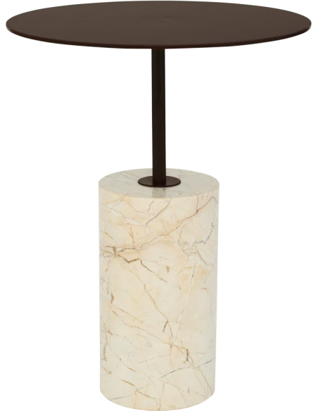Table d’appoint marbre beige et métal brun Ø36x45 cm Macy