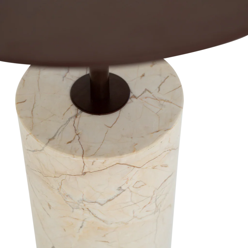 Table d’appoint marbre beige et métal...