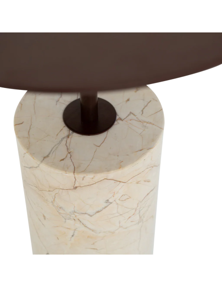 Table d’appoint marbre beige et métal brun Ø36x45 cm Macy
