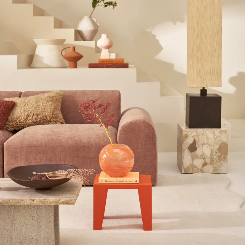Table d’appoint orange flamme en bois...