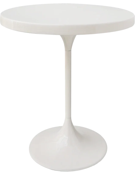 Table d’appoint blanche brillante métal Ø50x60 cm High Gloss