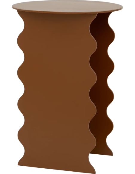 Table d’appoint ondulée métal terre cuite Ø30x43,5 cm Wavy