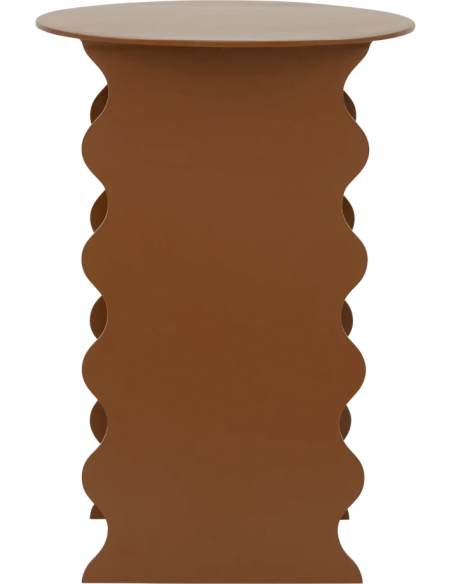Table d’appoint ondulée métal terre cuite Ø30x43,5 cm Wavy