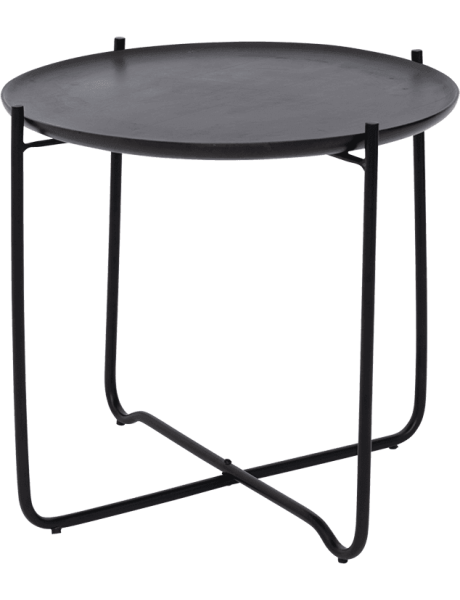 Table basse ronde noire manguier et fer Ø50x45 cm Fez