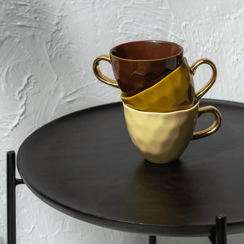 Table basse ronde noire manguier et...