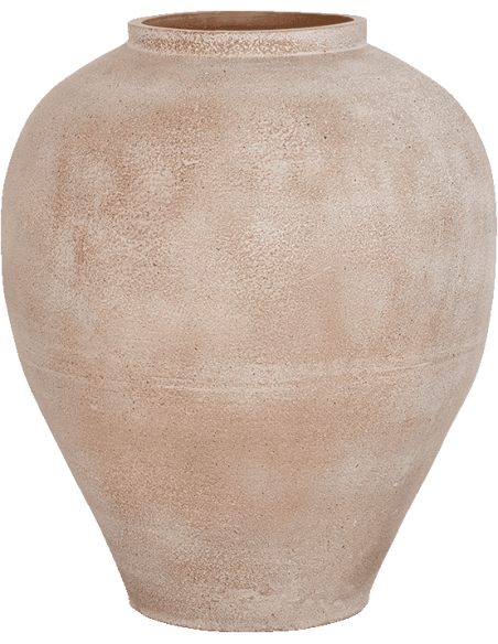 Grand cache-pot terre cuite beige patiné Ø48,5x55 cm Ava