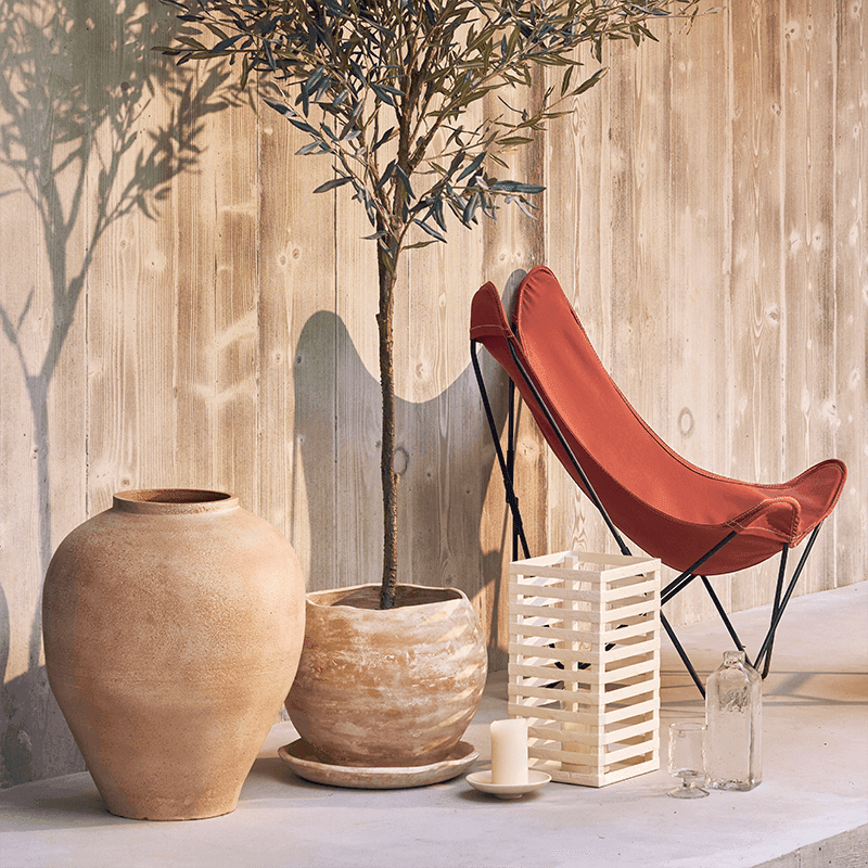 Grand cache-pot terre cuite beige...
