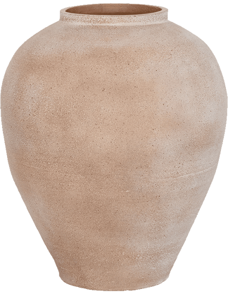Grand cache-pot terre cuite beige patiné Ø48,5x55 cm Ava