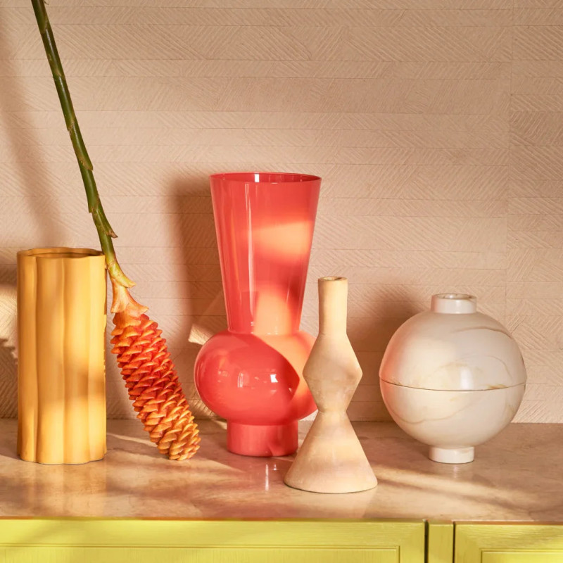 Vase haut en verre rose pêche...