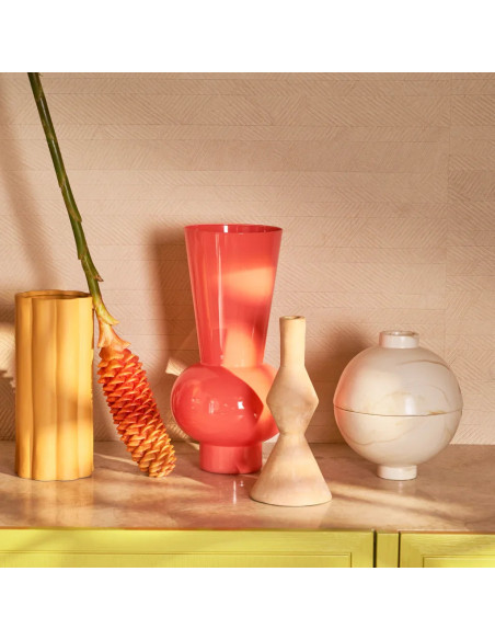 Vase haut en verre rose pêche Ø19,5x38,5 cm Keiko