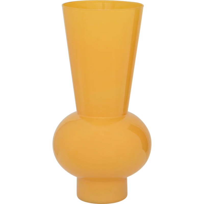 Vase haut en verre orange doré...