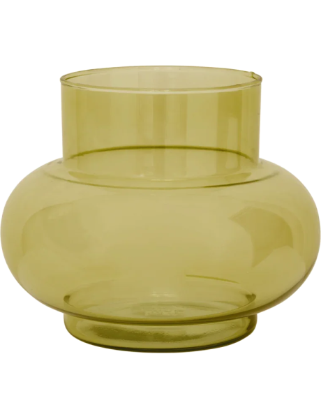 Vase bas en verre recyclé vert olive 22x13,5x17,5 cm Tummy