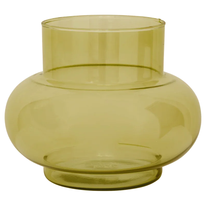Vase bas en verre recyclé vert olive...