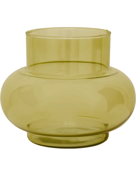 Vase bas en verre recyclé vert olive 22x13,5x17,5 cm Tummy