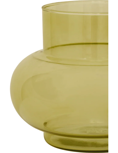 Vase bas en verre recyclé vert olive 22x13,5x17,5 cm Tummy