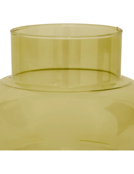Vase bas en verre recyclé vert olive 22x13,5x17,5 cm Tummy