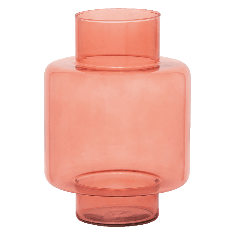 Vase rose corail en verre recyclé...