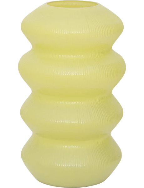 Vase jaune ondulé en verre recyclé 29 cm Lily