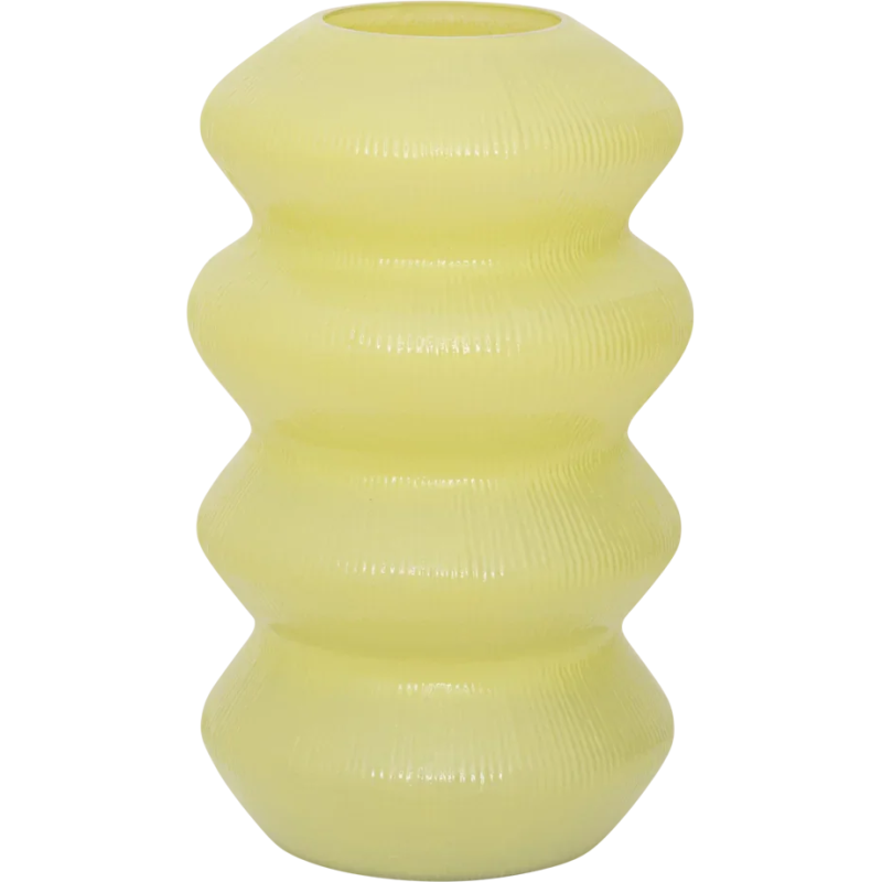 Vase jaune ondulé en verre recyclé 29...