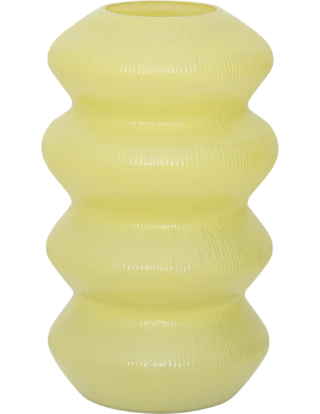 Vase jaune ondulé en verre recyclé 29 cm Lily
