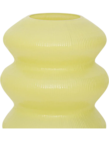 Vase jaune ondulé en verre recyclé 29 cm Lily