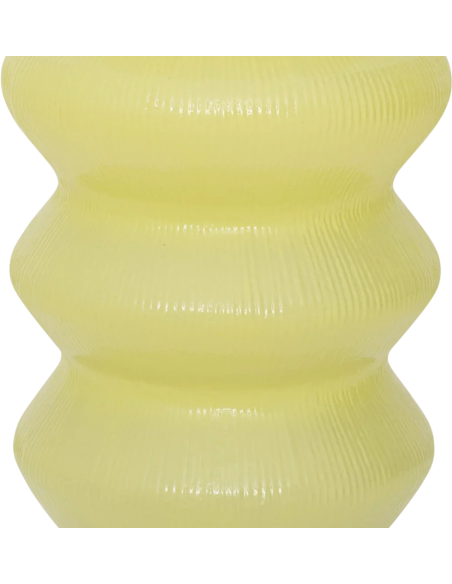 Vase jaune ondulé en verre recyclé 29 cm Lily