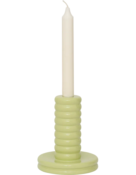 Bougeoir vert pistache en céramique 15 cm Kabelo