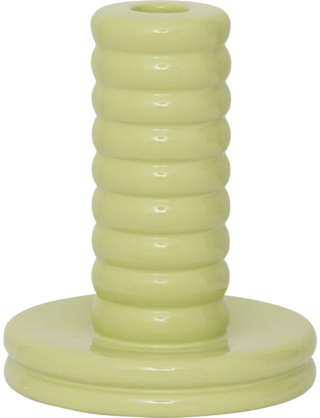 Bougeoir vert pistache en céramique 15 cm Kabelo