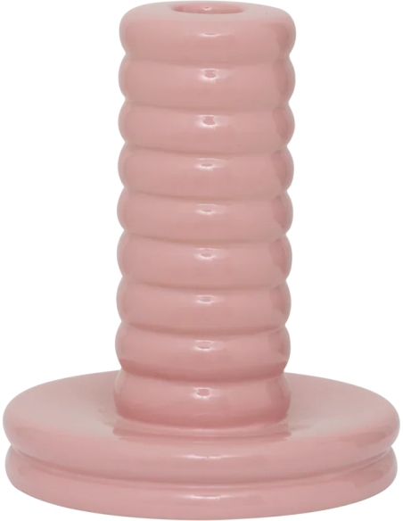Bougeoir rose poudré en céramique 15 cm Kabelo