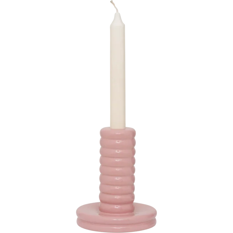 Bougeoir rose poudré en céramique 15...