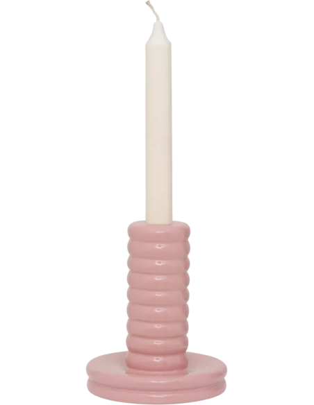 Bougeoir rose poudré en céramique 15 cm Kabelo