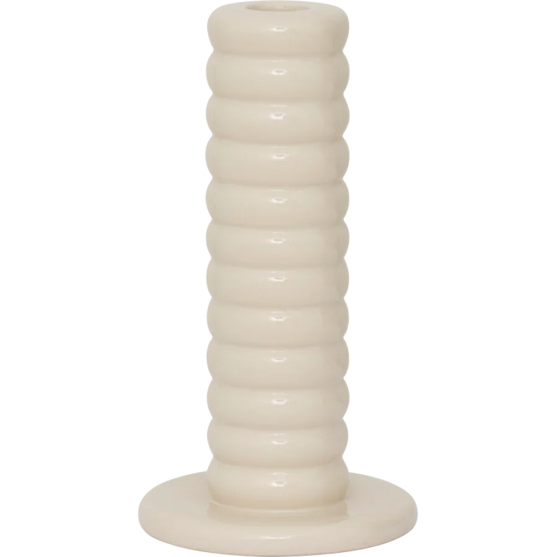 Bougeoir en céramique blanc cassé...