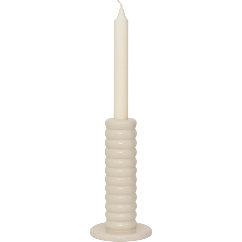 Bougeoir en céramique blanc cassé...