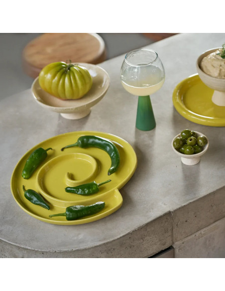 Plat apéritif céramique vert olive 28 cm Snack