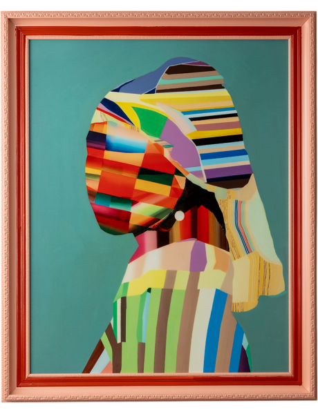 Tableau portrait Jeune fille à la perle pop art acrylique...