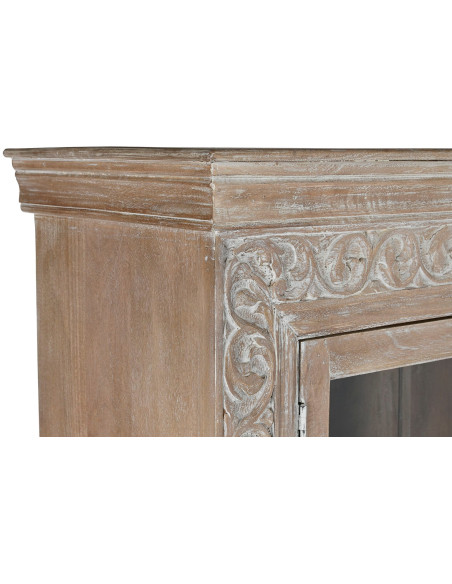 Vitrine vaisselier en manguier blanc décapé 120x44x210 cm Élariane