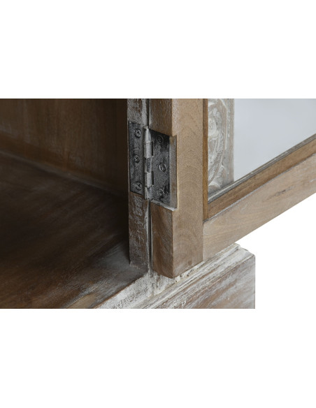 Vitrine vaisselier en manguier blanc décapé 120x44x210 cm Élariane