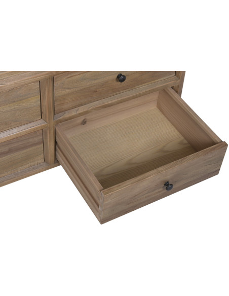 Vitrine vaisselier en orme et verre bois naturel 100x42x202 cm Noryane