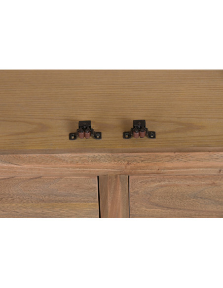 Vitrine vaisselier en orme et verre bois naturel 100x42x202 cm Noryane