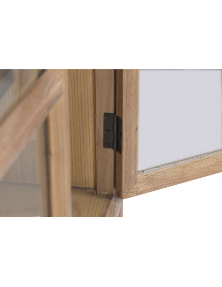 Vitrine vaisselier en orme et verre bois naturel 100x42x202 cm Noryane