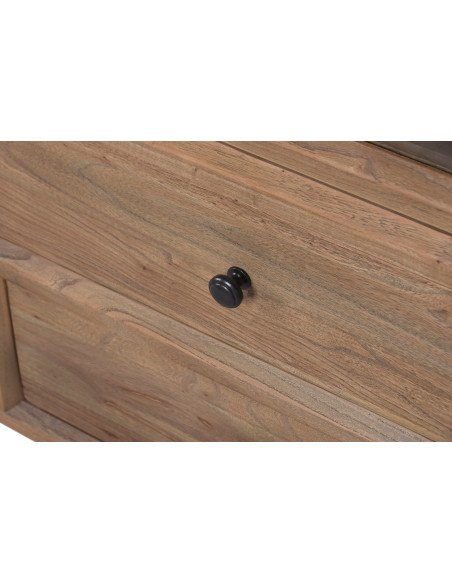 Vitrine vaisselier en orme et verre bois naturel 100x42x202 cm Noryane