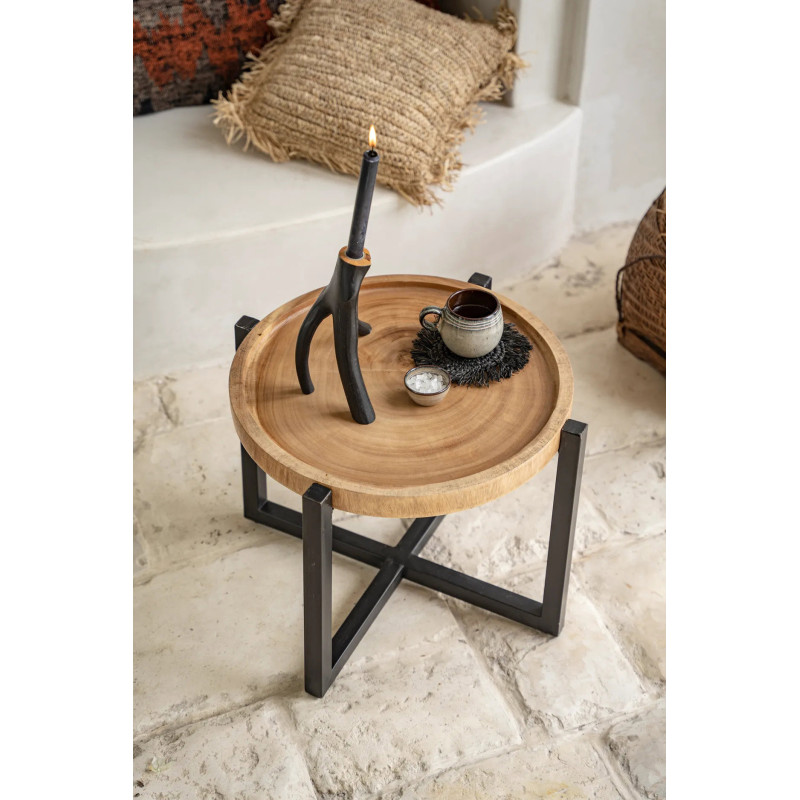 Table d’appoint ronde en bois de suar...