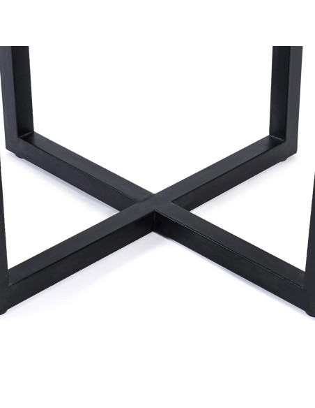 Table d’appoint ronde en bois de suar et métal noir 56 cm The Rain Tree