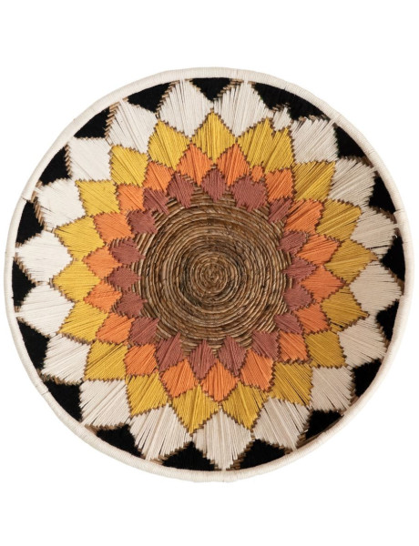 Décoration murale ronde soleil terracotta en coton 76 cm...